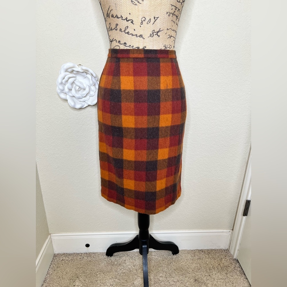 NTM: George Simonton Plaid Pencil Skirt Size 4 Fall Buffalo Check Lined Career